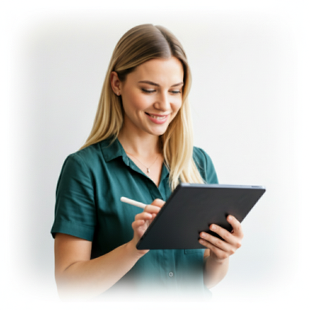 Profesional revisando un documento legal en una tableta
